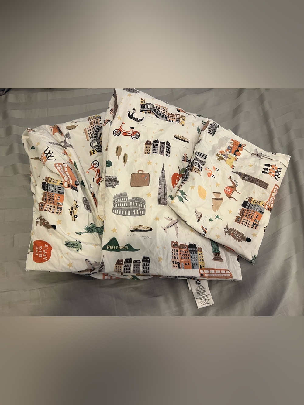 Pottery Barn Kids Rifle Paper Co Globe Trotter Organic Toddler Bed Sheet Set